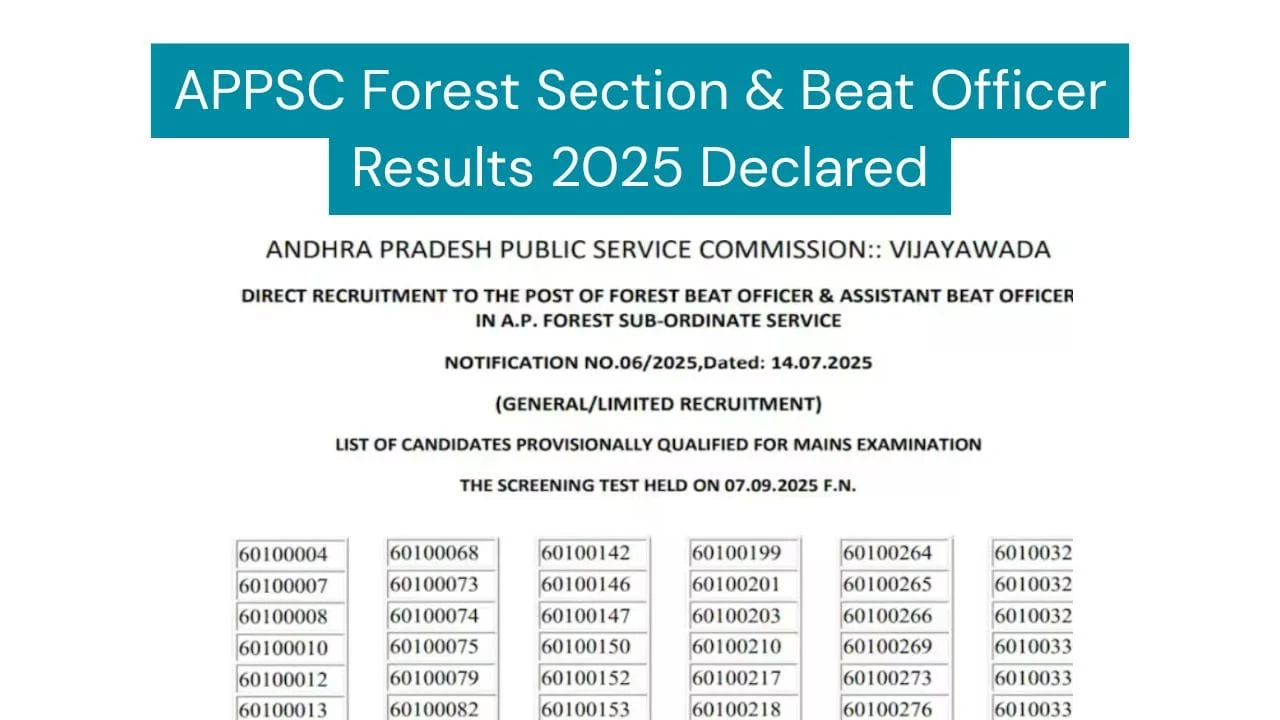 APPSC Forest Section and Beat Officer Results 2025