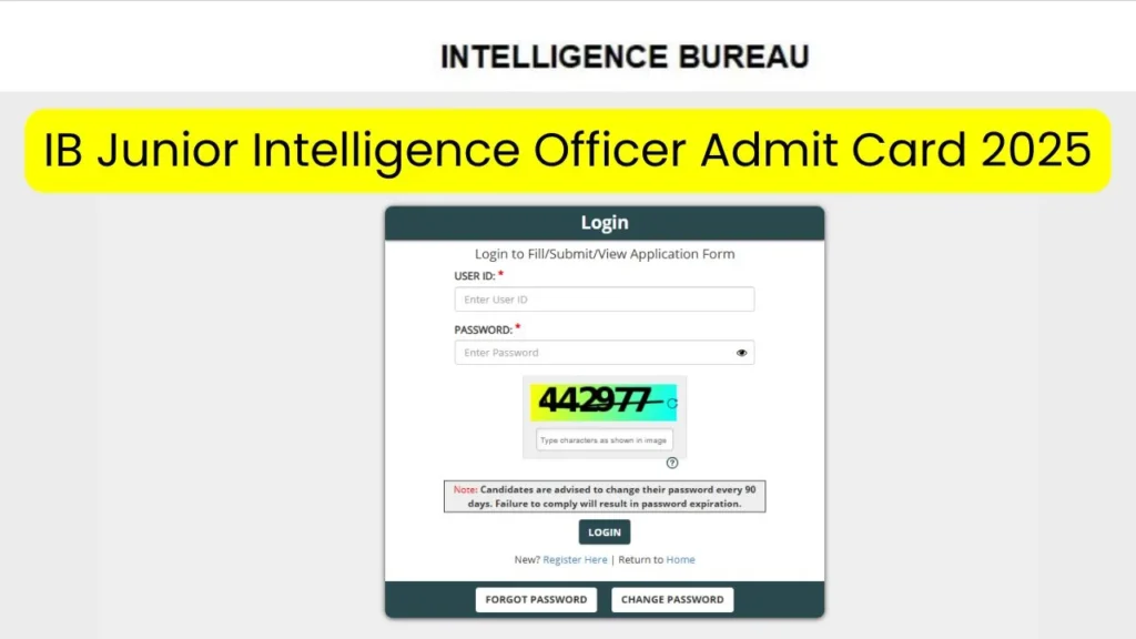 IB Junior Intelligence Officer Admit Card 2025