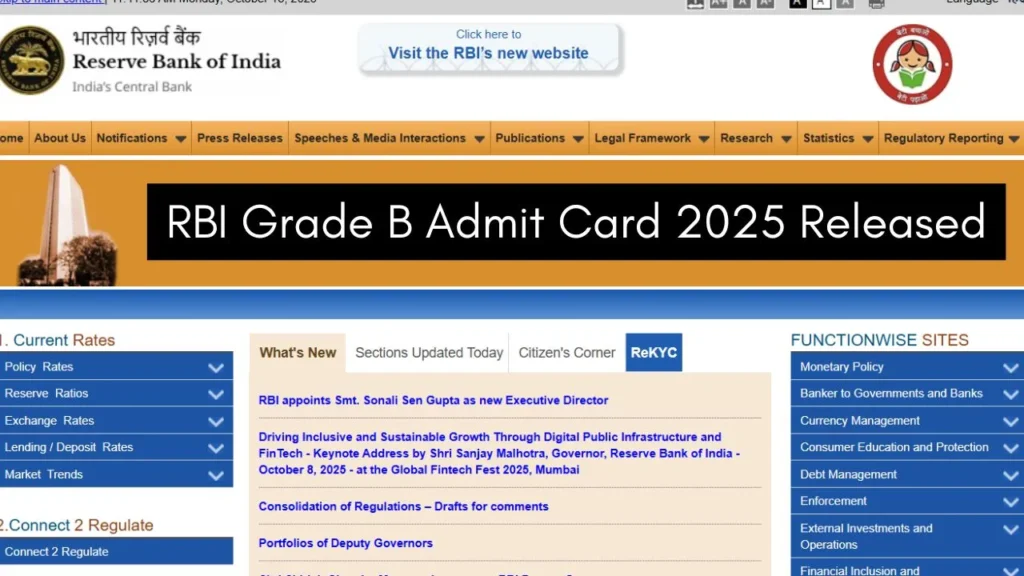 RBI Grade B Admit Card 2025 Released