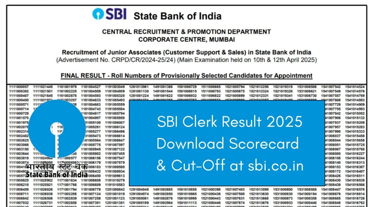 SBI Clerk Result 2025