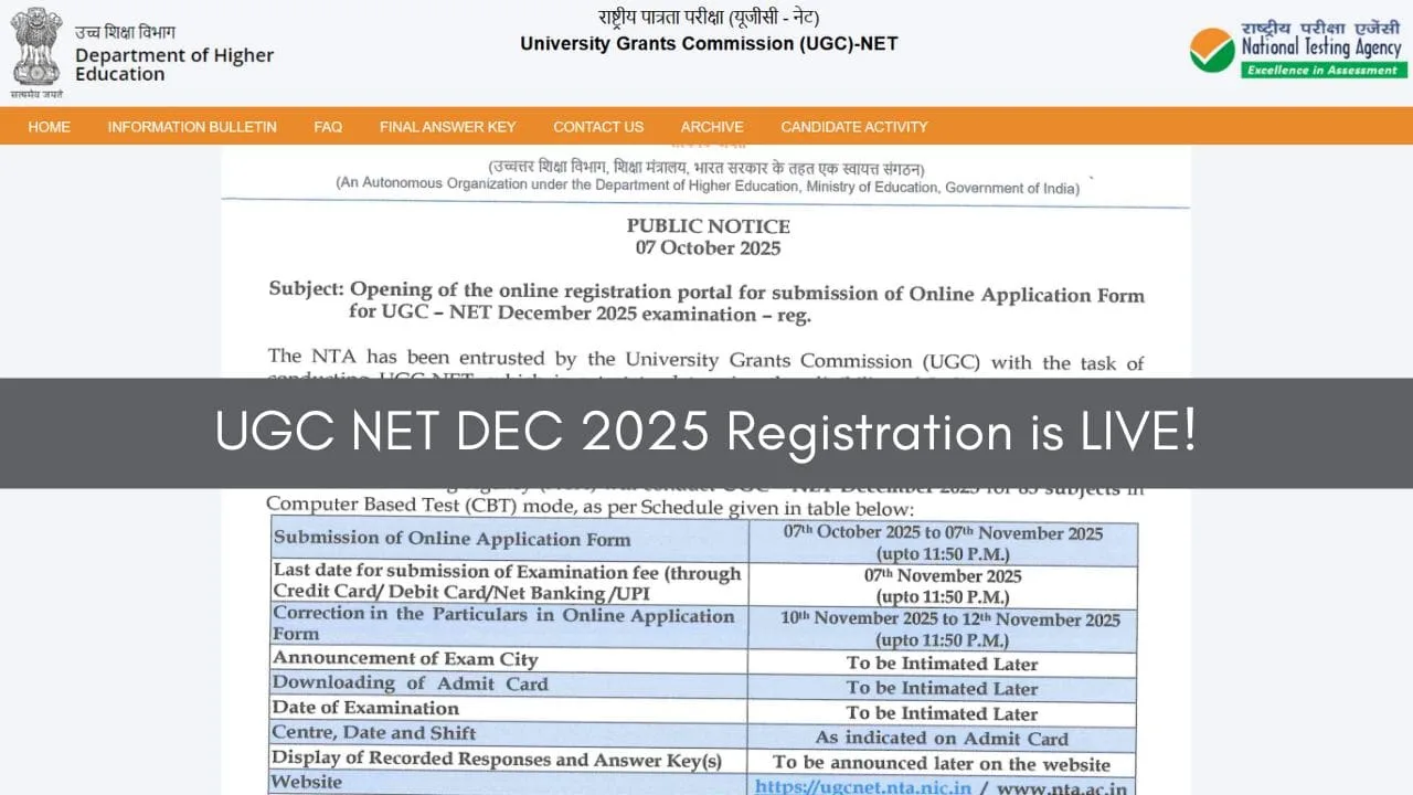 UGC NET DEC 2025 Registration