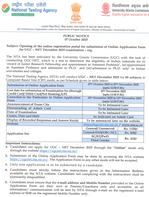 UGC NET DEC 2025 Registration
