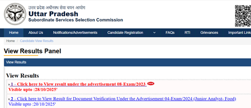UPSSSC Mains Result 2025